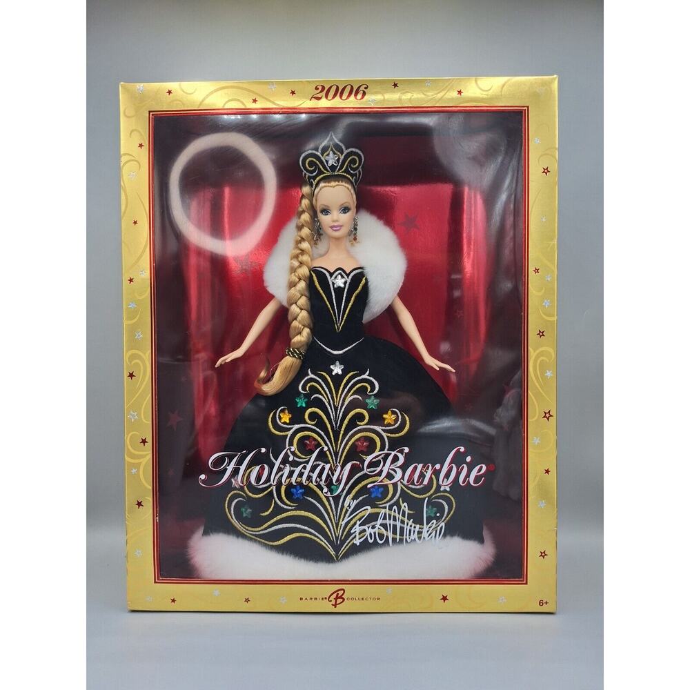 46)2006 Holiday Barbie Doll By Dress Designer Bob Mackie. Barbie Collectr Series